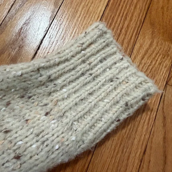 Zara Oversized Chunky Knit Cardigan Sweater Beige Speckled Button Front M-L. - Picture 6 of 7